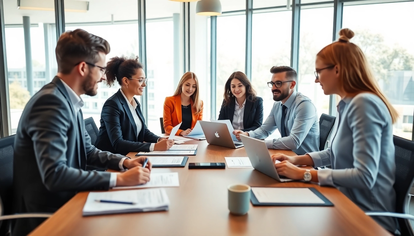 Team collaborating on Proposal Writing and Management at a modern workspace