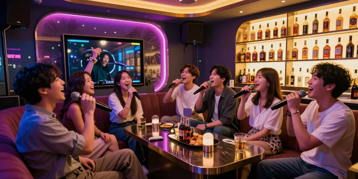 Exciting 제주도유흥 experience in a lively karaoke room with friends enjoying music and drinks.