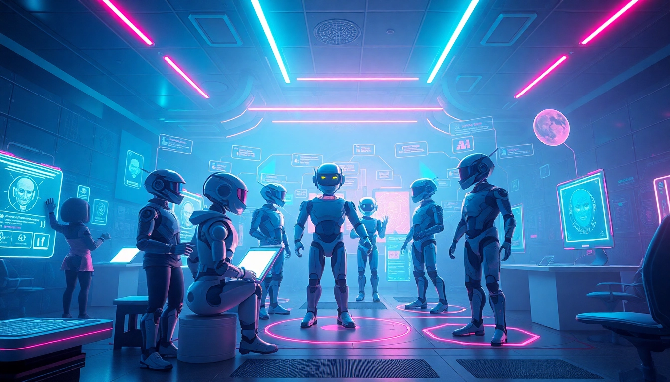 Vibrant digital landscape showcasing NSFW AI chatbot interactions in an immersive environment.
