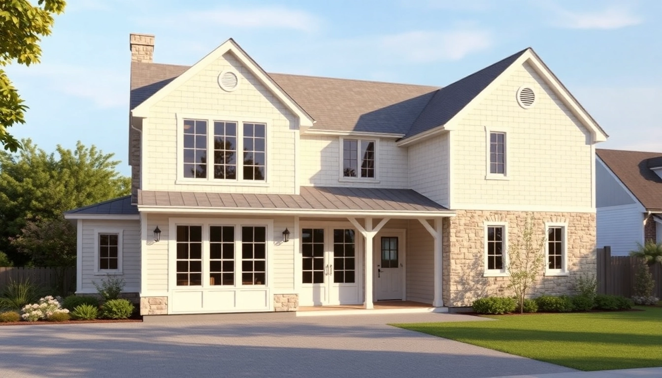 Cape Cod home addition featuring an elegant attached garage with a classic design and beautiful landscaping.