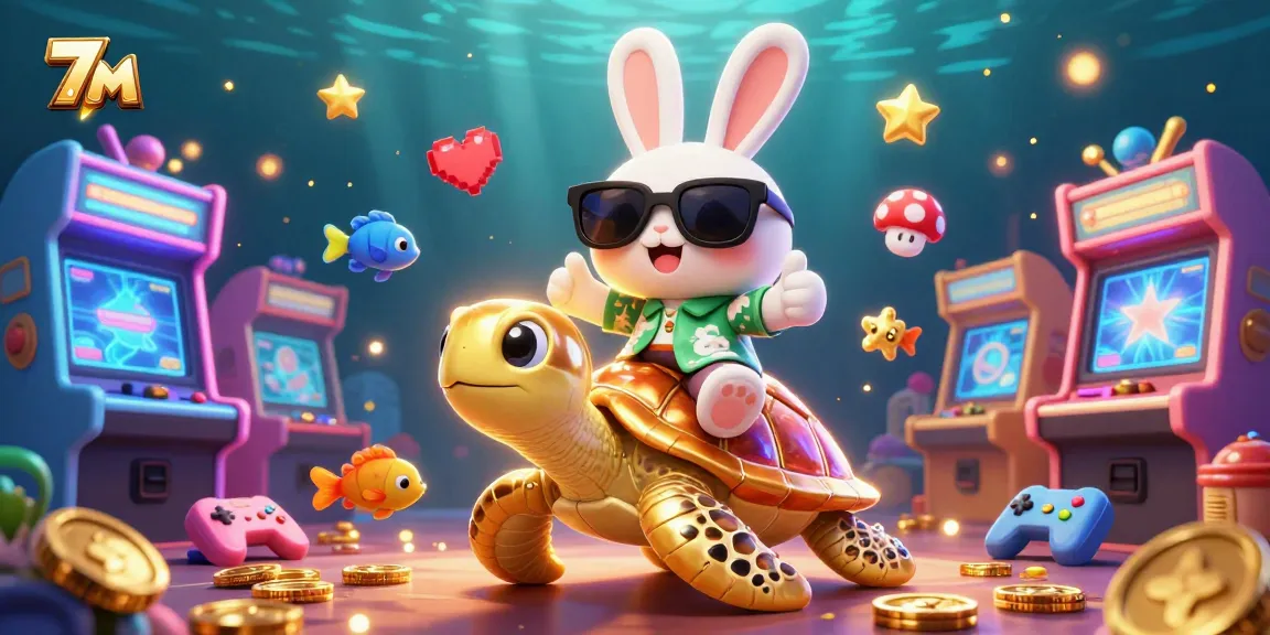 Play and win big with 7 M in this vibrant underwater casino illustration.