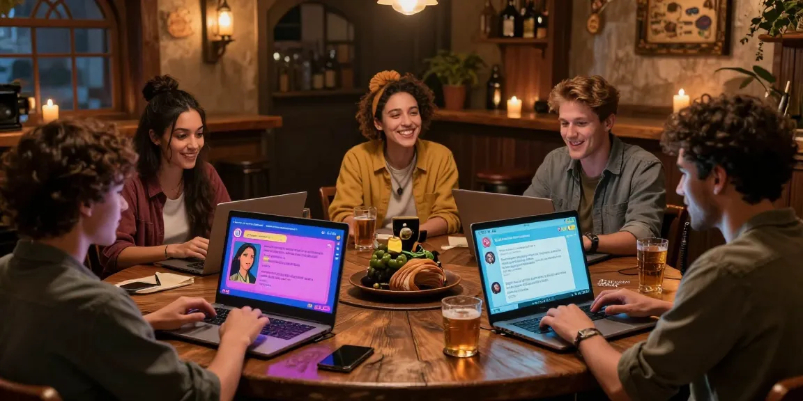 Engaging scene of users interacting with Tavern AI characters, showcasing vibrant chat atmosphere and creativity.