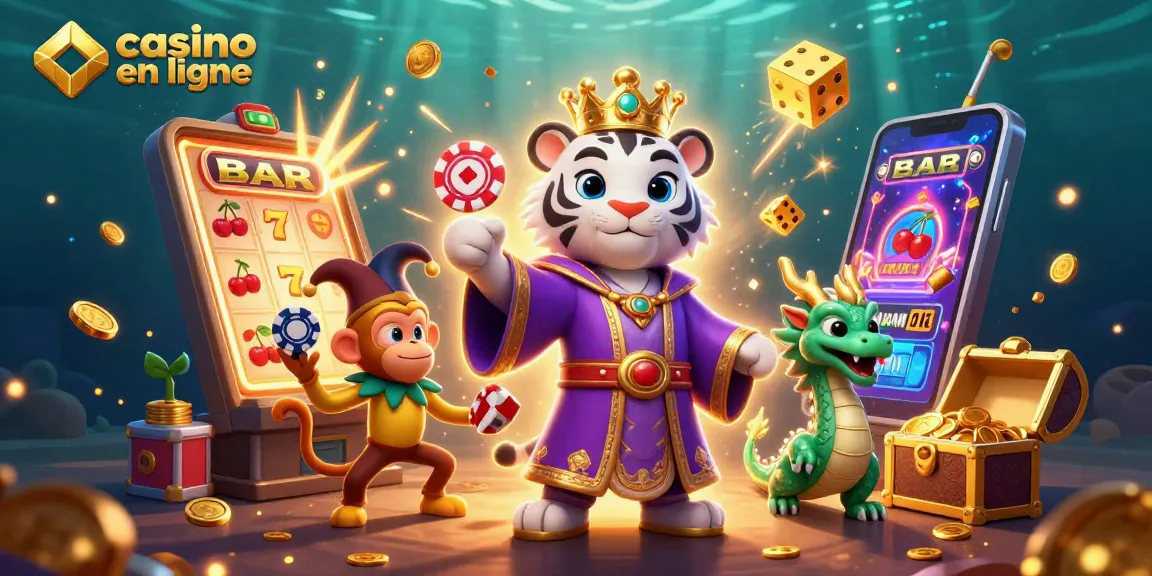 Jouez et gagnez avec les jeux de casino en ligne dans une scène dynamique et colorée.