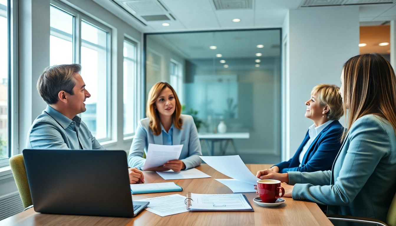 Engaging conversation about debt collection uk strategies in a professional office.