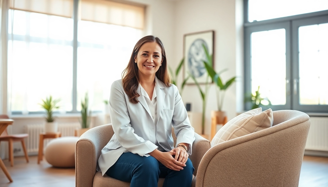Therapist discussing depression symptoms in a serene, calming environment.
