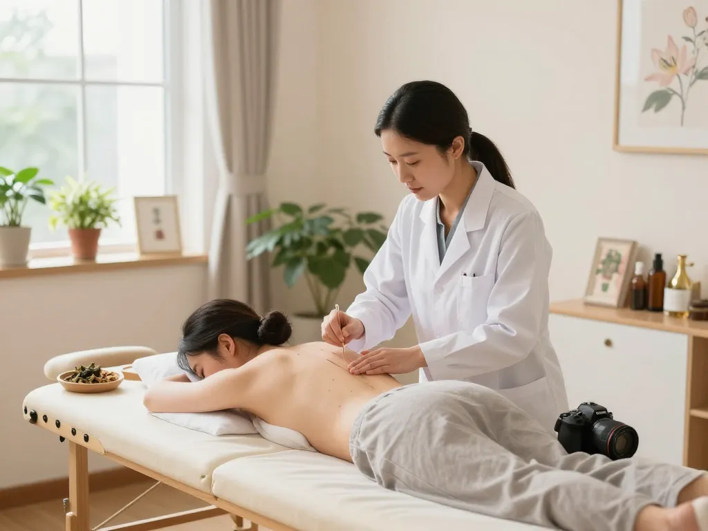 Expert care at 수원한의원 with acupuncture treatment in a calming clinic environment.