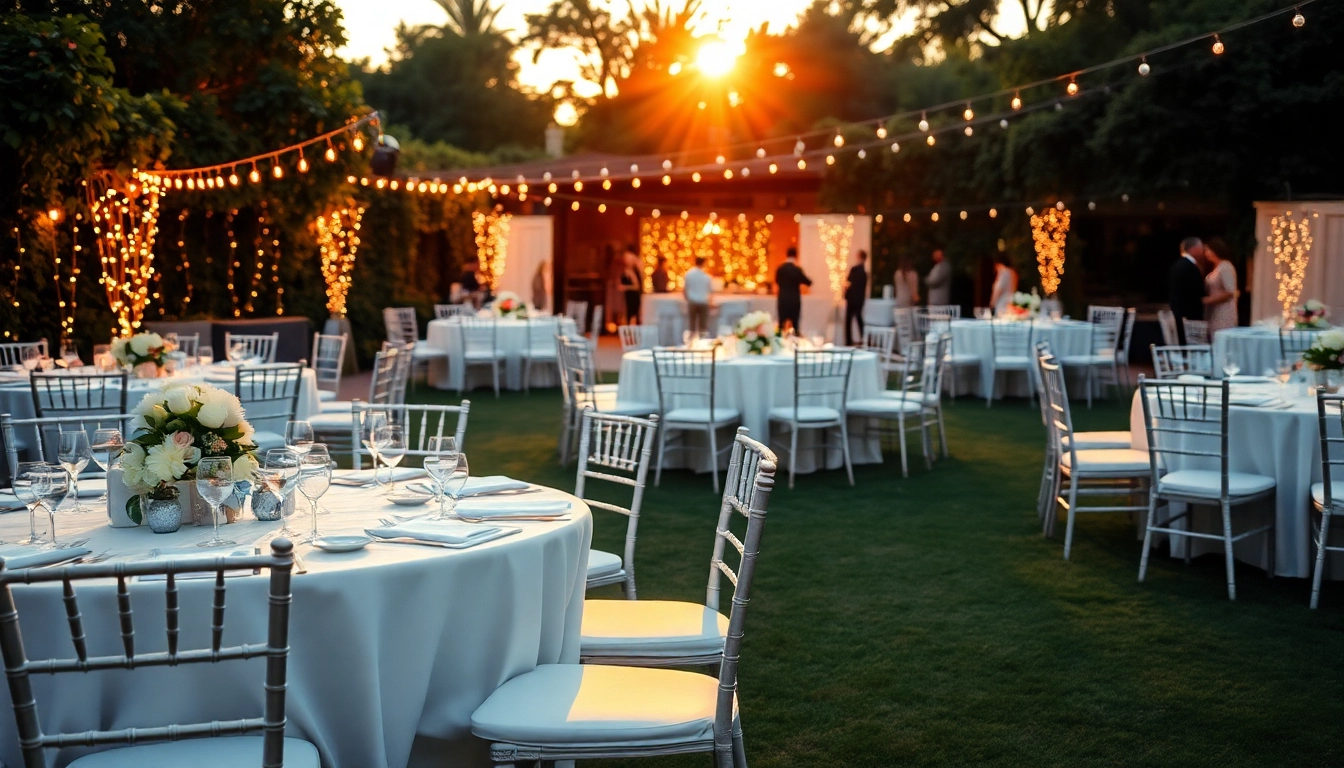 Discover elegant Table & Chair Rentals setup at a beautiful outdoor event.