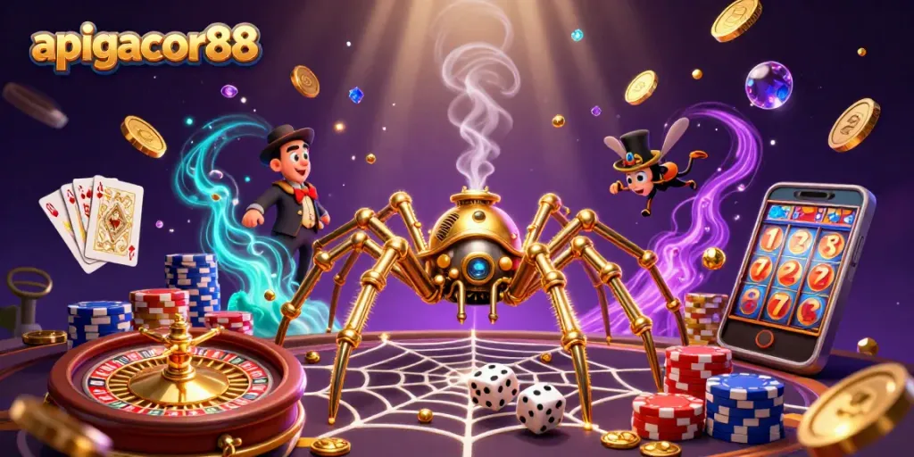 Experience thrilling wins at apigacor88 with a captivating steampunk casino scene.