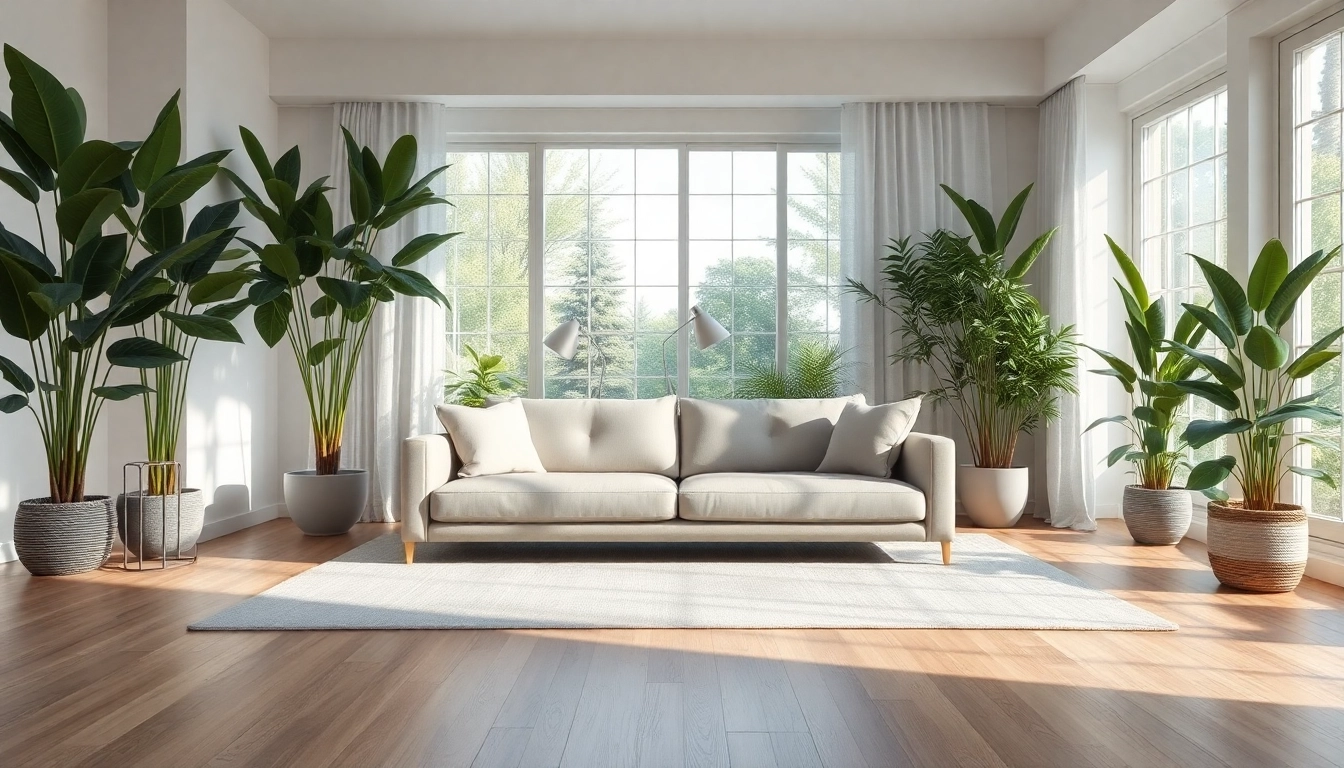 Transform your space into Seamless Living with a bright, modern living room design showcasing comfort and tranquility.