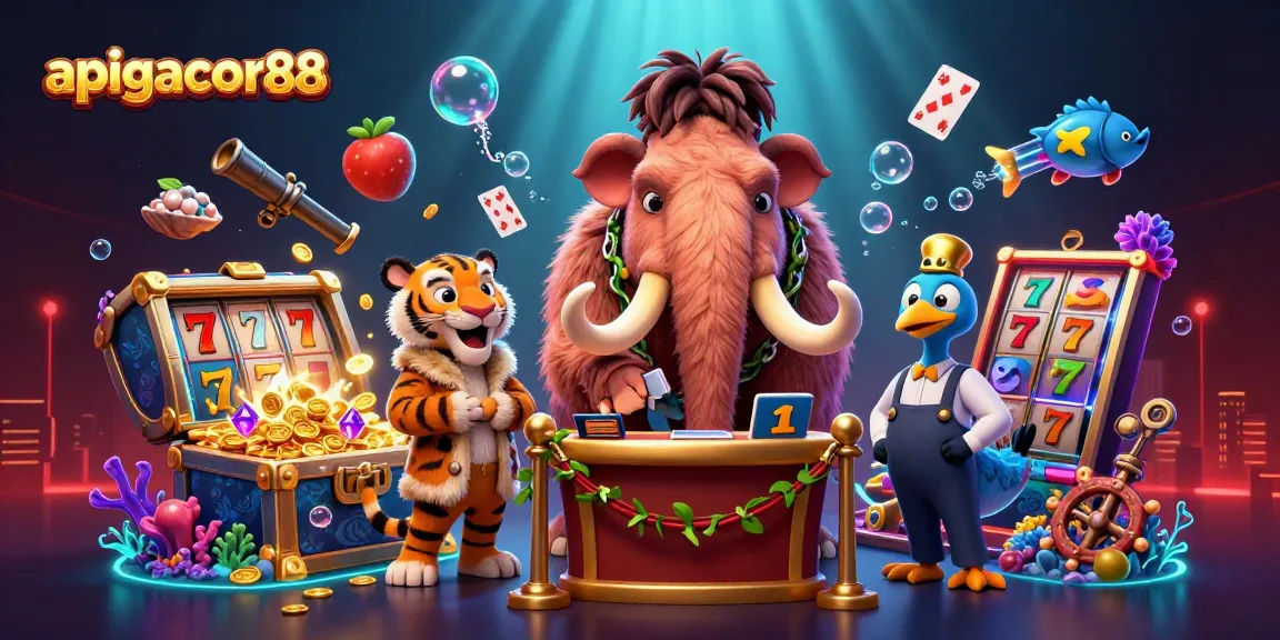 Experience excitement at apigacor88 with vibrant characters amidst a dynamic casino scene.