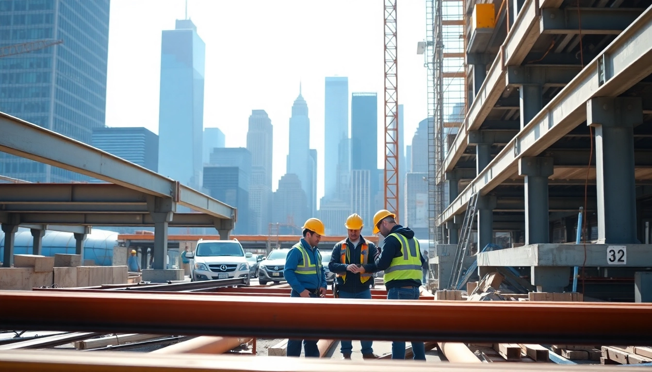 Engaged New York City General Contractor team working on a bustling construction site