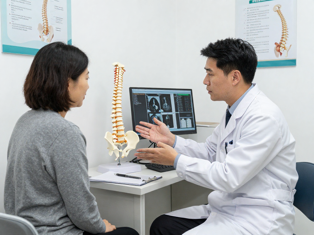 Boyun fıtığı ameliyatı consultation where a doctor explains treatment options to a patient.