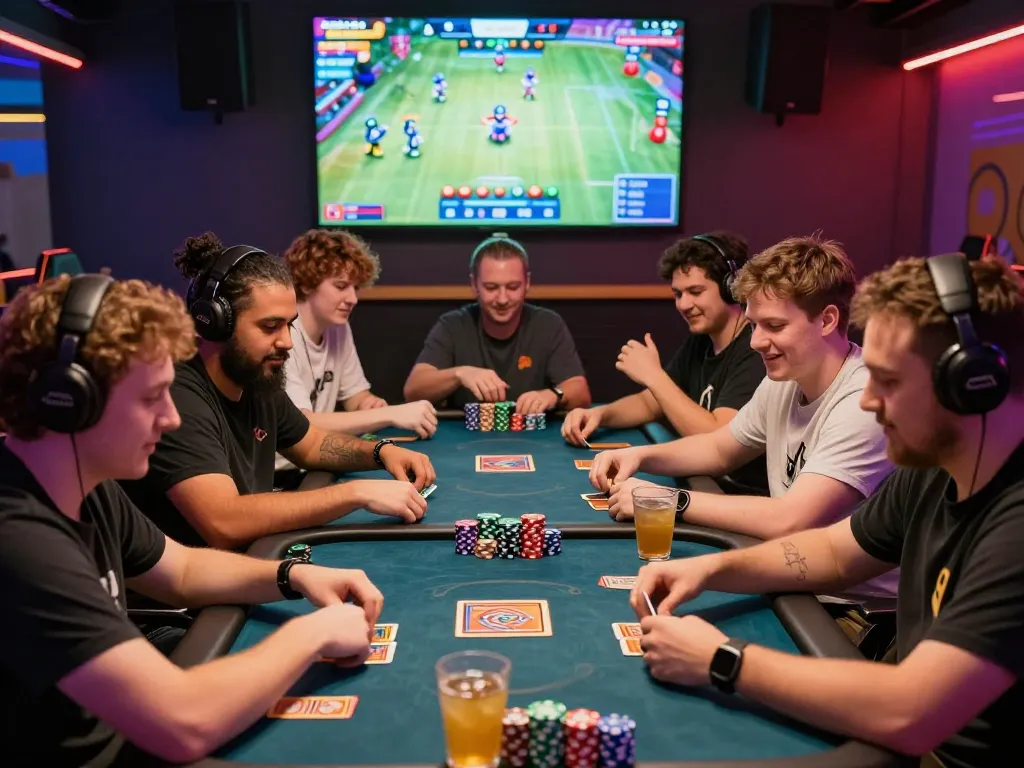 Exciting gaming scene featuring players in Game bài hubet88 competition celebrating wins and strategizing.