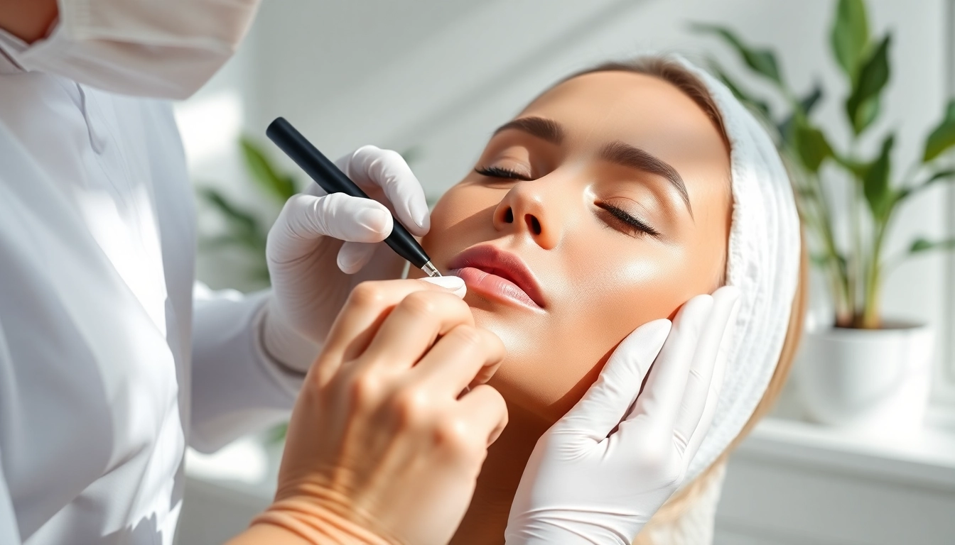 Aesthetic treatments being performed in a calming clinic, highlighting rejuvenation techniques.