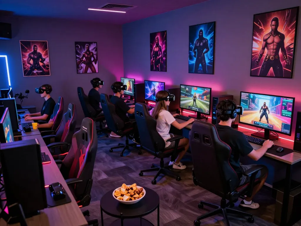 Immersive gaming scene showcasing real porn game experiences with players engaged in 3D adult titles.