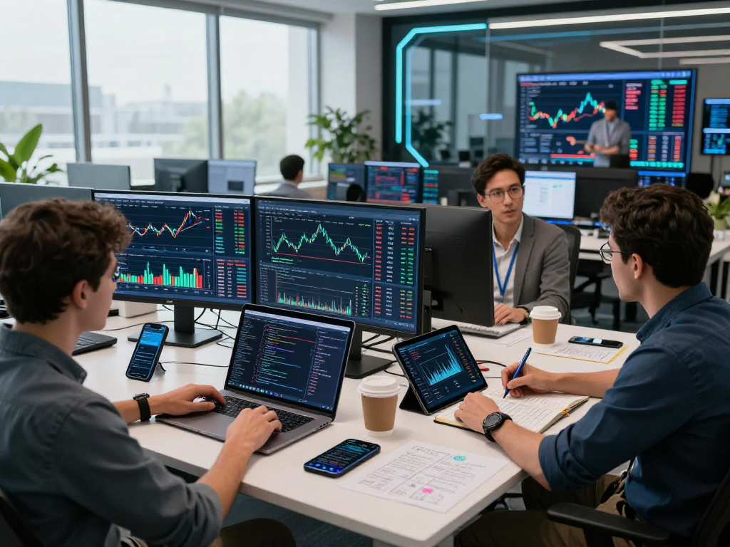 Real-time data analysis with a multi-ticker US stock batch API in a tech workspace.