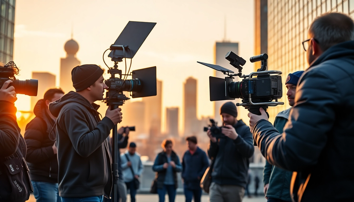 Edmonton production companies filming a commercial with a professional crew in urban Edmonton.