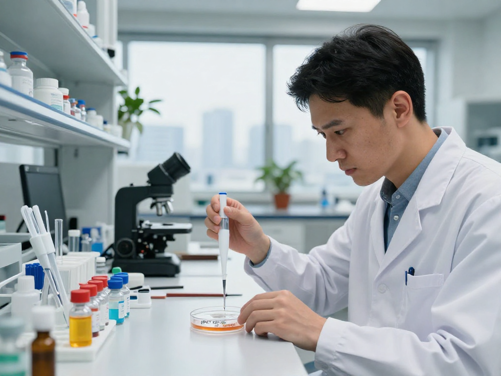 BPC 157 TB 500 Blend formulation in a modern laboratory with precision instruments.