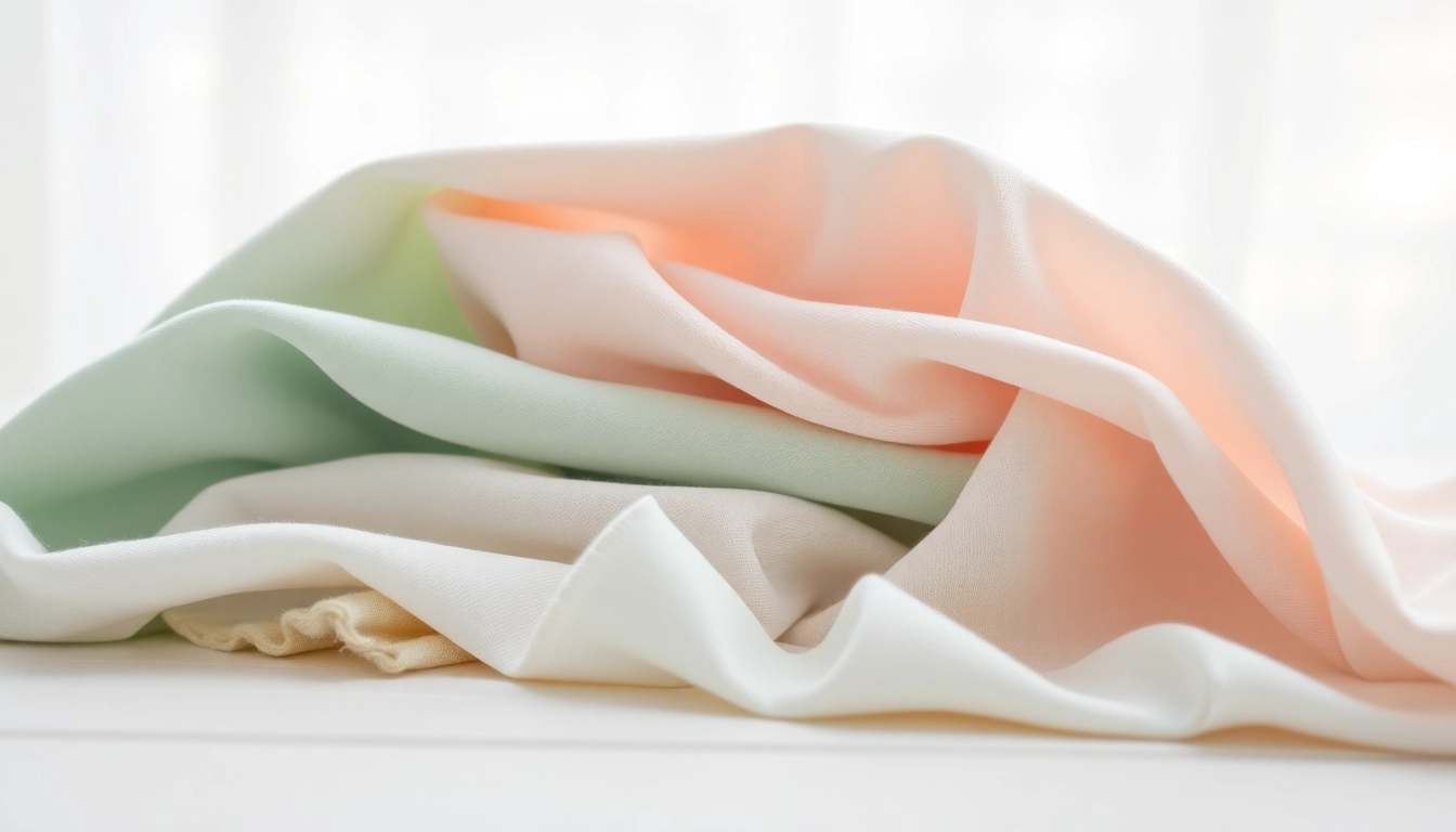 Stof voor pasgeboren baby's in zachte, pastelkleuren op een rustieke houten ondergrond.