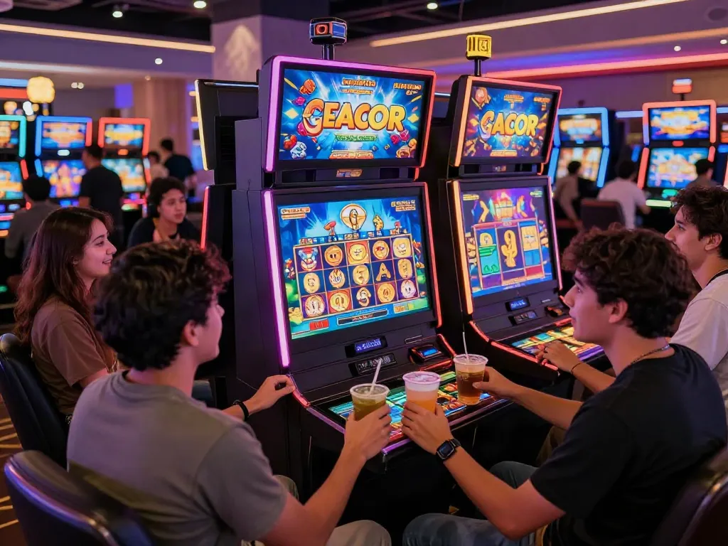 Exciting slot gacor gaming experience with friends in a vibrant casino.