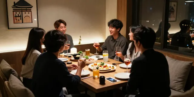 강남 구구단에서 친구들과 함께하는 즐거운 모임의 모습