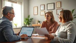 Explore life insurance options with a professional agent in a welcoming office.