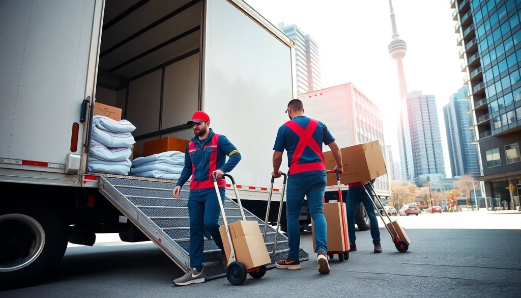 Efficient team of professional movers showcasing Toronto moving services in an urban setting.