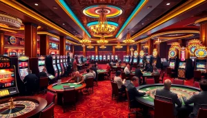 Experience high-stakes gaming excitement at https://thabetc.net/ with luxurious casino visuals featuring vibrant tables and players.