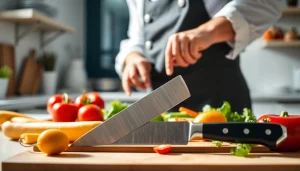 Learn how to choose a chef’s knife with an expert evaluating its features against fresh ingredients.