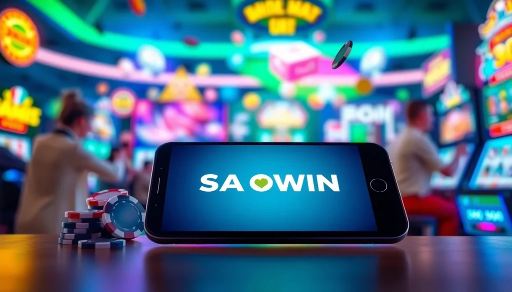 Link tai Saowin được hiển thị trên thiết bị di động giữa các đồ họa trò chơi sống động.