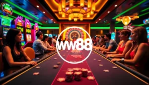 Engage with thrilling gameplay at WW88, showcasing a vibrant casino scene filled with excitement.