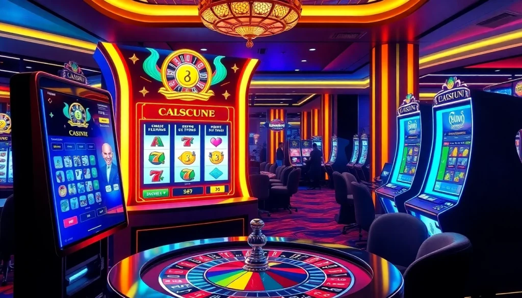 Experience the thrill of online gambling with testimonial Naga169 in a vibrant casino setting.