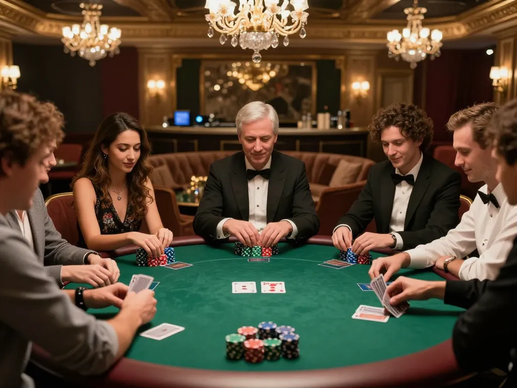 Dunrightbuildingservices hosts an elegant poker game night with friends, showcasing strategic plays and social excitement