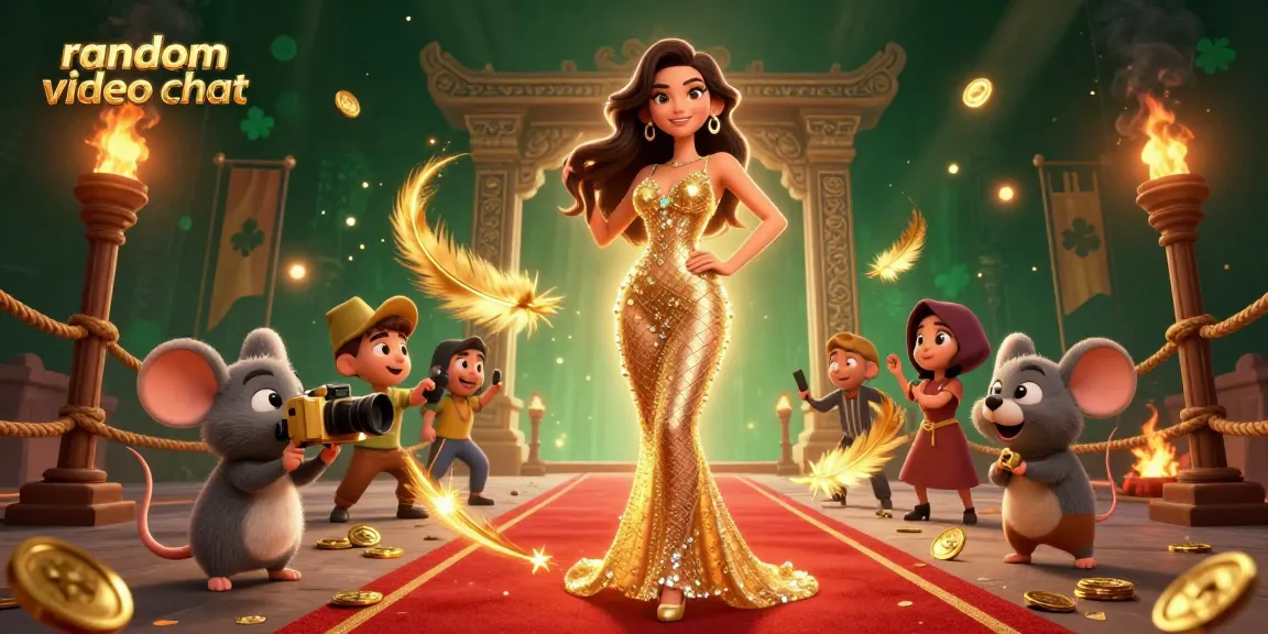 Engage in random video chat with exciting characters on a vibrant, casino-themed digital backdrop.