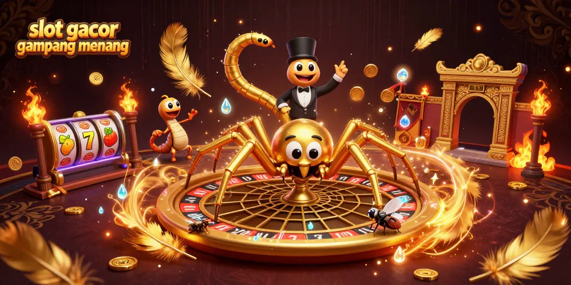 Mengalami slot gacor gampang menang dengan ilustrasi 3D menarik dari laba-laba emas di kasino.