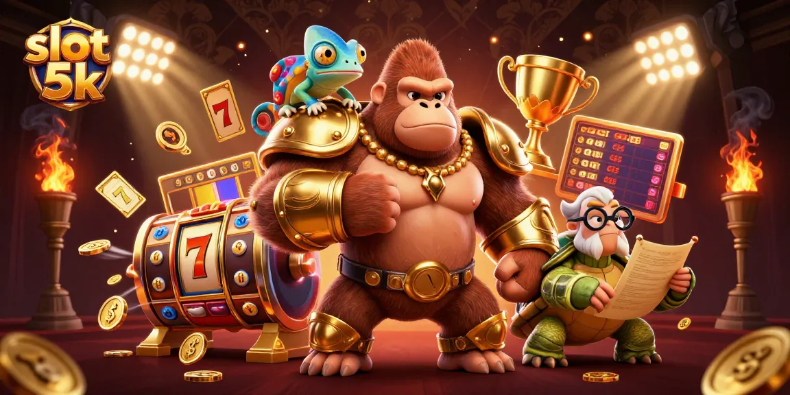 Engage with slot 5k dynamics in a vibrant online casino setting featuring a powerful gorilla king.