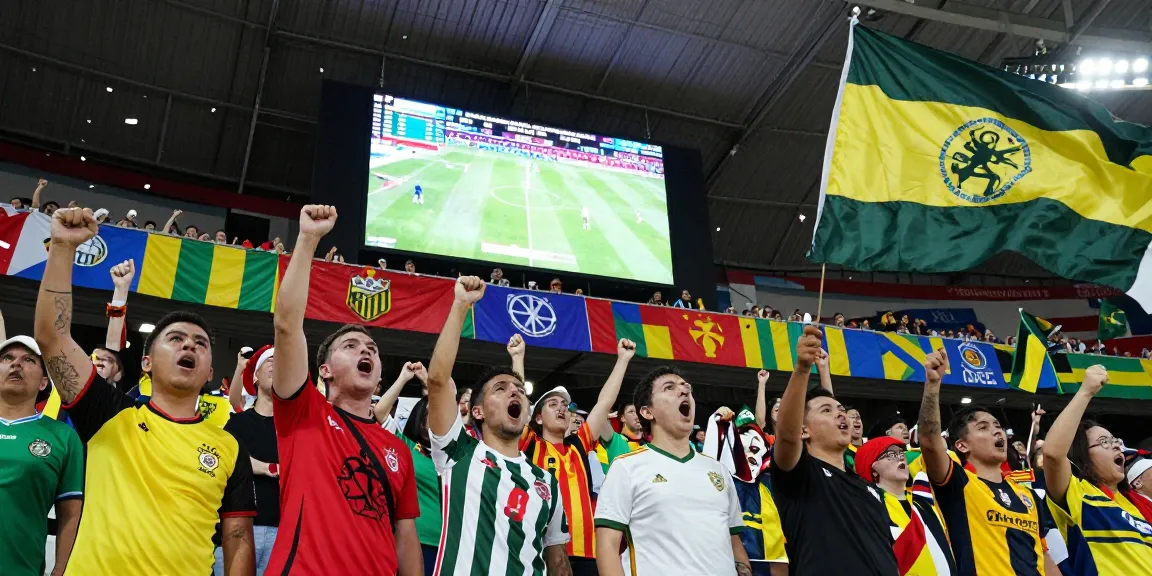 Fans celebrating at the 2026 World Cup stadium, showcasing team spirit and excitement, with more資訊 about the event.