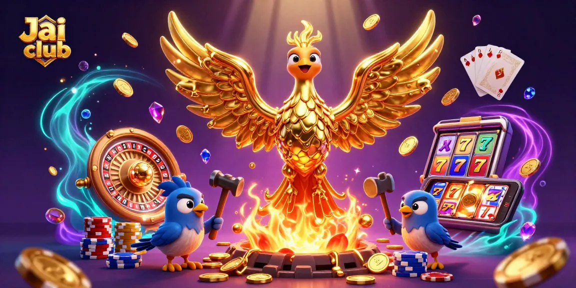 Enhance your winning strategies at Jai club with an exciting casino scene featuring golden phoenix and dynamic slots.